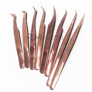 Pince à épiler pour extensions de cils RMI Diamond Grip Rose Gold Plasma, en acier inoxydable, pointe lisse de précision, 10 mm, logo Leaser - Product Image 2