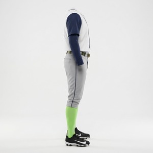 Ensemble uniforme de baseball blanc et bleu marine pour hommes avec maillot et pantalon en polyester respirant pour adultes - Product Image 6
