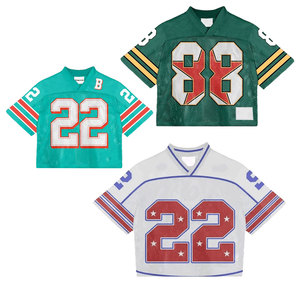 Custom American Football Jersey Mesh V-Neck Short Sleeve Breathable 100% Polyester Team Numbers Sublimated Print Men Adult Size - Product Image 1