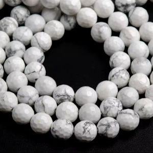 Piedras preciosas de howlita blanca natural, microfacetadas, redondas, sueltas, para la fabricación de joyas, pulseras, collares, manualidades DIY. - Product Image 1