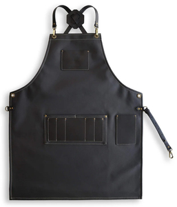 Chaleco de Trabajo de Lona de Alta Gama para Hostelería, con Logotipo Personalizado, Correas Ajustables de Cuero Genuino, para Bartenders, Barberos y Personal de Cafeterías - Product Image 1