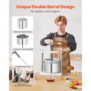 1.45 Gal/5L in acciaio inox manuale frutta vino pressa manuale estrattore di succo per la produzione del vino - Product Image 5