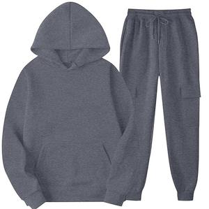 Ensemble survêtement hiver oversize hip-hop : sweat à capuche et pantalon cargo respirant avec logo frontal – Vente en gros - Product Image 3