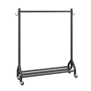 Appendiabiti in Acciaio al Carbonio Resistente con Ruote, Capacità di Carico 90 kg, Asta Appendiabiti e Ganci Laterali per Uso su Balcone - Product Image 5