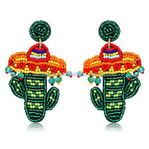 Meilleures boucles d'oreilles clous colorées en forme de bouteille avec motif palmier, style bohème, pour femmes, bijoux de fête - Product Image 2