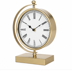 Reloj de Mesa de Metal Premium con Esfera de Números Romanos y Marco Circular Decorativo para Decoración de Hogar, Oficina, Escritorio y Sala de Estar - Product Image 3