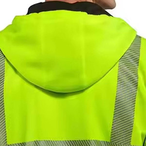 Men's High Visibility Class 3 Waterproof Polyester Rip-Stop Work Jacket Reflective <b>Strips</b> Zipper Closure CE Certified Needle - Product Image 6
