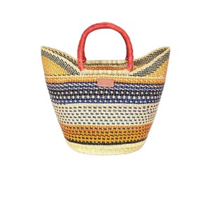 Stylish Logo Accent Seagrass Handbags Red <b>Leather</b> Handles <b>Woven</b> Straw Tote <b>Bag</b> Casual Women Beach <b>Bag</b> OEM - Product Image 3