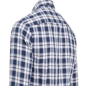Camisa de Hombre Transpirable, Azul Marino con Cuadros Blancos, 100% Algodón Teñido, Manga Larga, Botones, Estilo Casual, Cuello Clásico, Corte Regular - Product Image 4