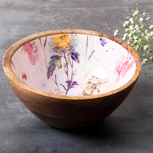 Bol en bois imprimé émail, motif cachemire bleu et blanc, pour servir les salades et les plats du soir - Product Image 6