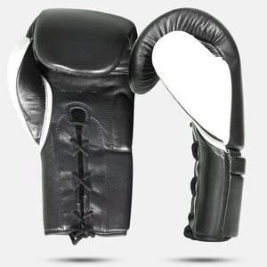 Guantes de Boxeo de Cuero Negro Personalizados con Cordones, Guantes de Sparring para MMA, Muay Thai, Guantes de Boxeo Profesionales con Logotipo Personalizado, Venta al Por Mayor - Product Image 6