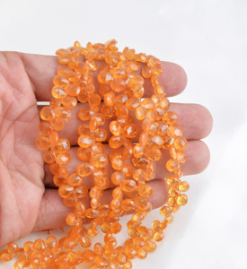 สร้อยคอพลอยธรรมชาติทรงลูกแพร์เจียระไนสีแดงแมนดาริน สำหรับทำเครื่องประดับชั้นดี - Product Image 3