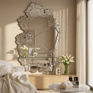 Miroir baroque vénitien de style antique élégant |   Miroir mural décoratif en verre de luxe pour salon, chambre et intérieurs d'hôtel - Product Image 4