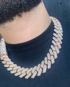 Premium Hip Hop Cuban <b>Chain</b> Necklace <b>Iced</b> <b>Out</b> Moissanite Diamond Jewelry for Men - Product Image 2