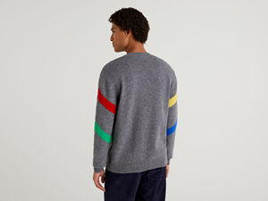 Pull en laine acrylique gris pour homme avec motif géométrique, manches longues, collection automne 2027 - Product Image 2