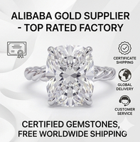 Bague de fiançailles solitaire pour femme en or blanc 14 carats avec diamant ovale de 2,5 carats cultivé en laboratoire certifié IGI et bande torsadée