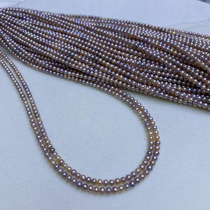 Collier pour femme en perles d'eau douce naturelles de 3-4 mm avec chaîne de clavicule solide, presque parfaitement rond, bijoux simples - Product Image 1