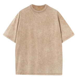 เสื้อยืดคอตตอนหนาน้ำหนักมากทรงโอเวอร์ไซส์สำหรับผู้ชาย สไตล์วินเทจ ล้างสีแบบแอซิดวอช แขนสั้น สำหรับผู้ชาย แบบสั่งทำพิเศษ - Product Image 5