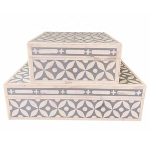 Hot Selling Handcrafted Floral Pattern Bone Inlay Jewelry <b>Box</b> Bone Trinket <b>Box</b> Jewelry Organizer For <b>Earrings</b> Necklace Storage - Product Image 4