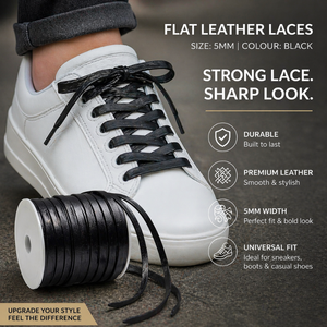 Cordones Planos de Cuero Genuino de 5 mm de Ancho, Cordones Premium para Zapatos, Botas, Zapatillas Deportivas, Duraderos, Flexibles, Resistentes, de Repuesto, 10 m - Product Image 5