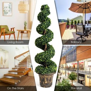 Set di 2 pezzi di accessori da giardino decorativi artificiali eleganti a spirale di bosso verde da 4 piedi - Product Image 6