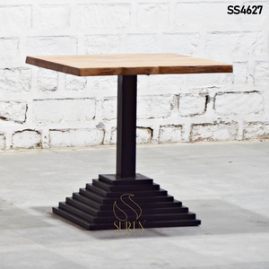 <b>Square</b> <b>Bar</b> <b>Table</b> Wood Top Iron Base Industrial Restaurant <b>Table</b> for Hotel Cafe Lounge - Product Image 1