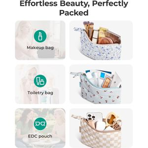 Bolsa de Maquillaje Portátil para Mujer, Pequeña, Resistente al Agua, Organizador de Viaje con Cierre Decorativo, Bolsa y Estuche Cosmético Acolchado - Product Image 2