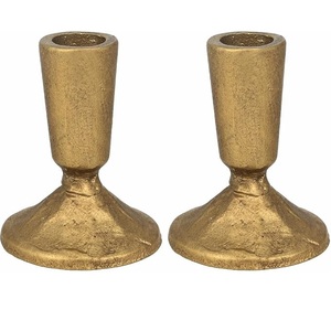 Juego de Portavelas Cónicos de Oro Antiguo Forjado a Mano – Trío de Candelabros de Latón Artesanales con Forma de Tulipán para Decoración de Mesa de Lujo - Product Image 4