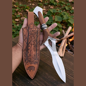 Cuchillo Bowie de Caza de Doble Filo con Hoja Fija de Acero Inoxidable y Mango de Madera, Decorativo, Coleccionable, DIY, OEM - Product Image 3