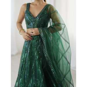 Paillettes arc-en-ciel et Dori Work Lehenga Choli Performance Wear pour un look de fête - Product Image 1