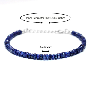 Natural Blue Kyanite <b>Classic</b> Strand Bracelet 925 Sterling Silver Smooth Gemstone Handmade High Quality Unique Design Anniversary - Product Image 2