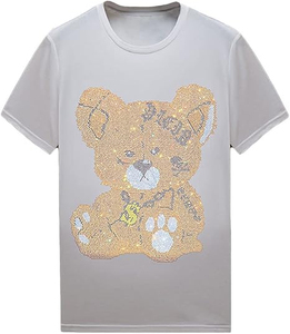 Camisetas Personalizadas de Algodón con Pedrería en el Cuello, Manga Corta, Tallas Grandes para Hombre, Camiseta Blanca con Pedrería para Hombre - Product Image 1