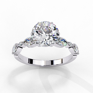 Anillo de Compromiso con Diamante Cultivado en Laboratorio, Corte Brillante Redondo de 2 Quilates, Certificado por IGI, Oro Sólido de 14k, Anillo de Aniversario con Múltiples Piedras Laterales en Forma de Marquesa - Product Image 6