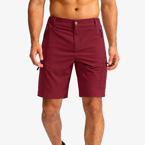 Pantalones Cortos Cargo Borgoña para Hombre, con Botones, Bolsillos con Cremallera, Largura hasta la Rodilla, Secado Rápido, Deportivos, Tácticos, para Viajes de Verano - Product Image 1