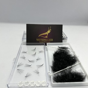 Extensions de cils individuels, courbure M, longueurs mixtes, bouquets préfabriqués, base lâche, effet naturel, longs, faits à la main - Product Image 1