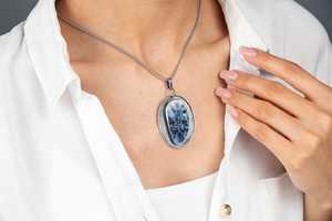 Elegante Colgante de Ágata Dendrítica Hecho a Mano en Plata de Ley 925, Joyería Vintage de Compromiso con Certificado de Terceros para Mujer - Product Image 3
