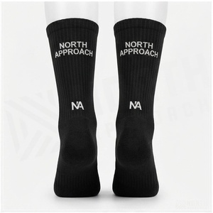 North Approach Crew <b>Socks</b> <b>Black</b> Letter Print Breathable Adults Spring Casual <b>Socks</b> - Product Image 2