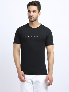 Camiseta de Manga Corta para Hombre CREATE, Cuello Redondo, Negra, Regular, Transpirable, de Algodón y Poliéster, con Diseño Gráfico (HMT-2002) - Product Image 5