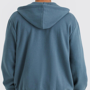 Sweat-shirt à capuche bleu pour homme, coupe oversize, en polaire, décontracté, pour l'hiver, brodé, uni, teint, 100% coton, coupe classique - Product Image 4
