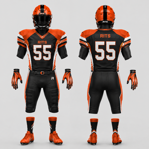 RITS American Football Uniform Set Black Purple Sublimated Jersey Pants <b>Gloves</b> Cleats Men Adult All Seasons Fitted <b>Moisture</b> Wick - Product Image 4