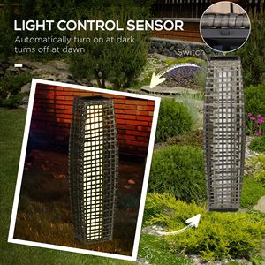 Lampada solare LED da terra esterna con spazzolato PE vimini elegante lanterna da Patio per uso interno/esterno illuminazione del giardino - Product Image 6