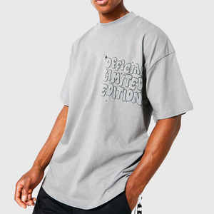 Camiseta Extra Grande de Algodón Gris para Hombre con Estampado Frontal de "Edición Limitada Oficial", Estilo Casual Urbano, Cuello Redondo, Manga Corta - Product Image 1