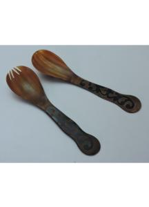 Juego de 2 servidores de ensalada de cuerno de diseño moderno, cucharas de cuerno hechas a mano con cuerno natural de búfalo a un precio muy bajo. - Product Image 4