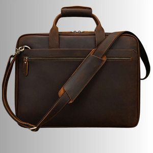 High Quality Genuine <b>Leather</b> Unisex Casual Laptop Briefcase Messenger Shoulder Bag Eco Friendly Durable Business Laptop Zipper - Product Image 1