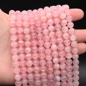 Cuentas redondas de cuarzo rosa, piedras preciosas naturales de color rosa, cuentas sueltas para la fabricación de joyería, suministro al por mayor, venta al por mayor, exportación. - Product Image 3