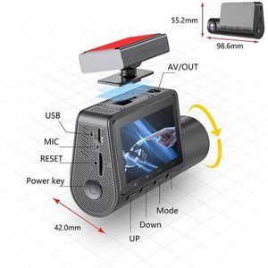 Doppia fotocamera Dash 2K QHD + 1080p anteriore e posteriore con Display 2 \ "140 ° per visione notturna Super-sensore per monitoraggio GPS auto - Product Image 6