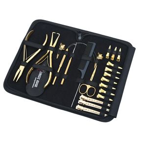 Kit d'accessoires pour extensions capillaires de salon : Pince à sertir plate, Outil de retrait de micro-perles, Crochet à boucles pour extensions, Pince de sectionnement, Ciseaux, Peigne - Product Image 1