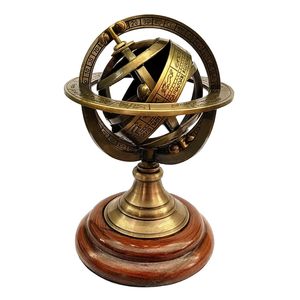 Sphère armillaire vintage en laiton antique, globe terrestre, astrolabe, décoration nautique marine pour la maison, le bureau, élégant objet de décoration de bureau - Product Image 5