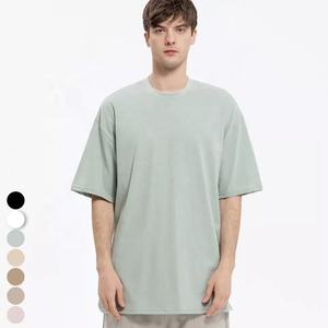 เสื้อยืดผ้าฝ้าย100% สำหรับผู้ชายเสื้อยืดถักลายโอเวอร์ไซส์ออกแบบได้ตามต้องการ - Product Image 2