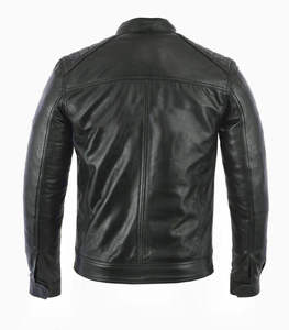Veste d'hiver pour homme personnalisée en cuir véritable noir fini, coupe-vent, respirante et écologique - Product Image 4